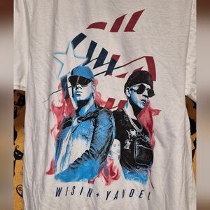 Wisin & Yandel Tour Graphic T-Shirt - White and Blue